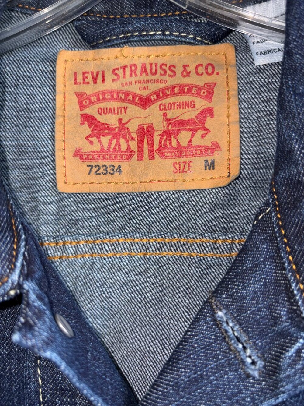 LEVI'S Trucker Jacket Men's Medium Dark Wash - Picture 7 of 12